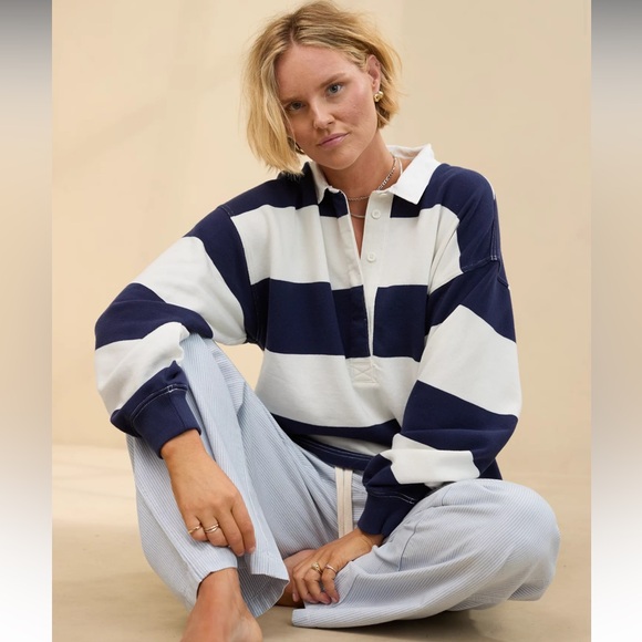 Aerie Prep Rally Rugby Sweatshirt - Picture 1 of 7